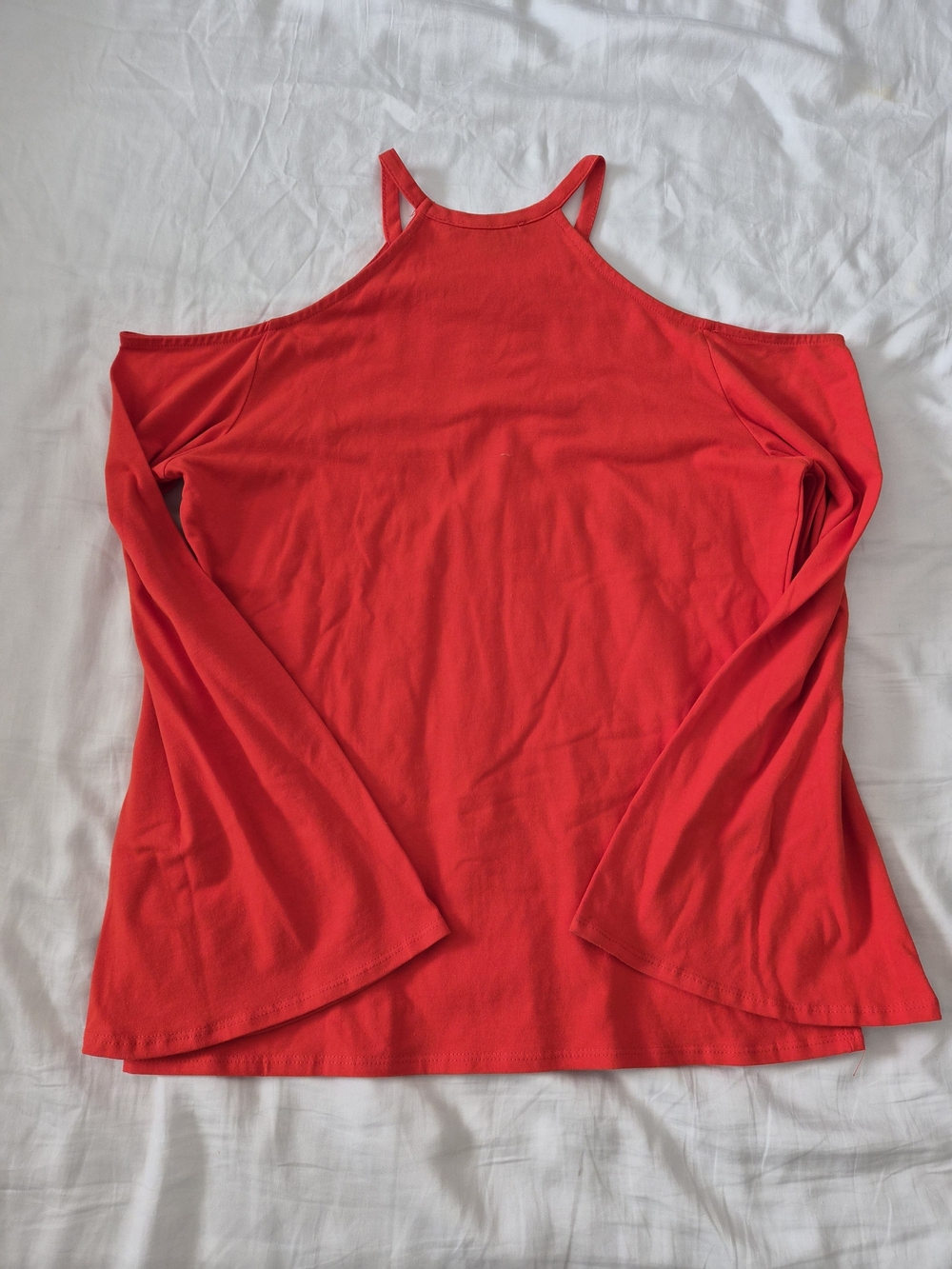 NWT Boston Proper Cold-Shoulder Red Wide Sleeve Top - Picture 5 of 5